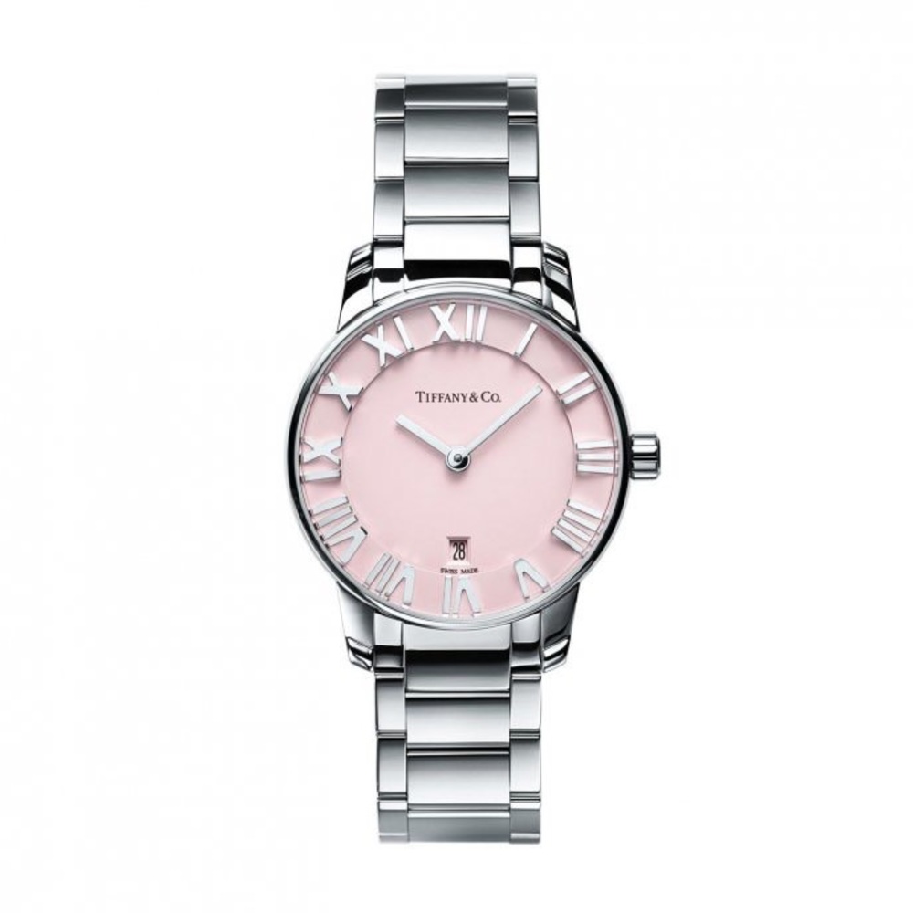 Brand New authentic Tiffany Atlas 29mm pink face made in Switzerland